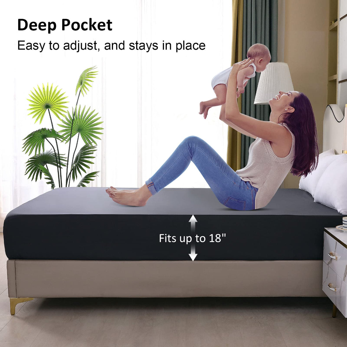 Ohano 360-degree elastic band around edges ensures secure queen-fit.