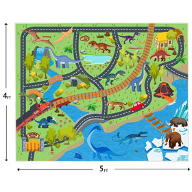 OHDS Dino park cartoon rug for classrooms enhances learning and fun.