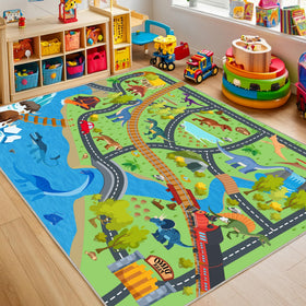 OHDS Kids Rugs: dinosaur play mat 4x5 ft inspires imaginative play and safe flooring.