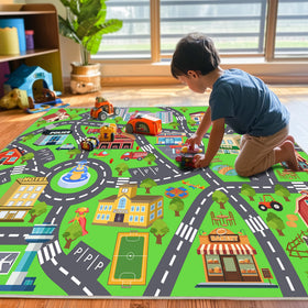 OHDS Town Car rug shows anti-slip dots for secure jumping and crawling