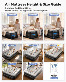 OhGeni Queen Air Mattress raised height for easy entry and exit.