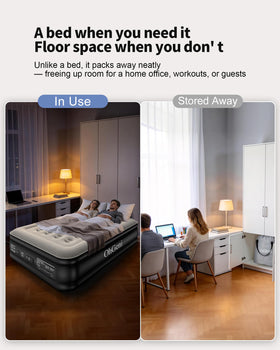 OhGeni air mattress full 20-inch height eases getting in and out.