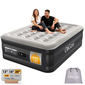 OhGeni air mattress full with built-in pump inflates quickly for comfort.