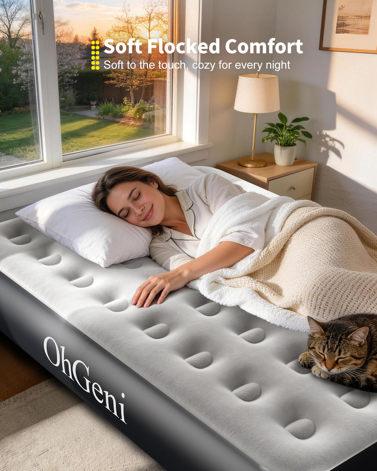 OhGeni air mattress dimensions 75-54-13 inches for roomy spaces