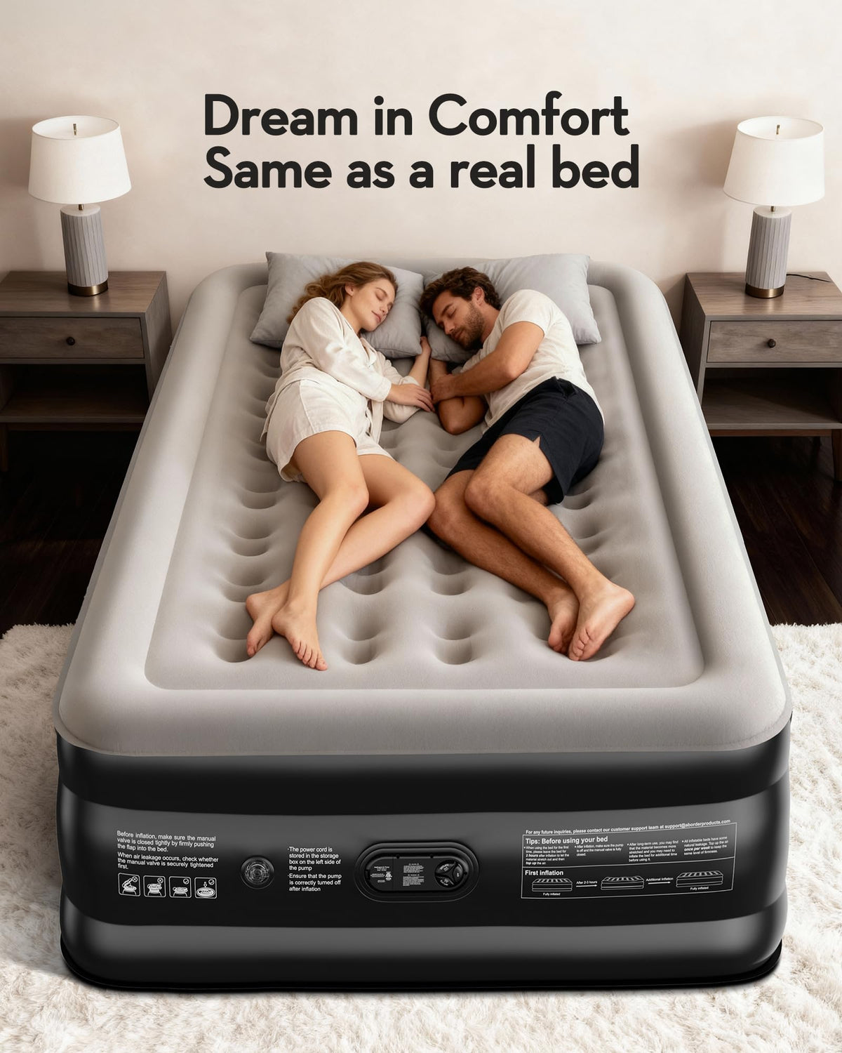 OhGeni air mattress full folded portable design for easy transport.