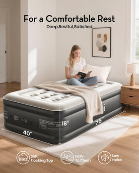 OhGeni airbed demonstrates quick inflation in about three minutes.