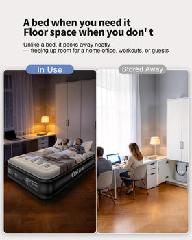 OhGeni compact storage bag keeps the bed neatly tucked away.