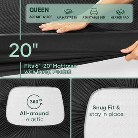 OhGeni deep-pocket design close-up shows secure elastic edges for a snug, silent fit.