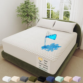 OhGeni mattress protector multi-layer waterproof shield prevents spills from reaching the mattress.