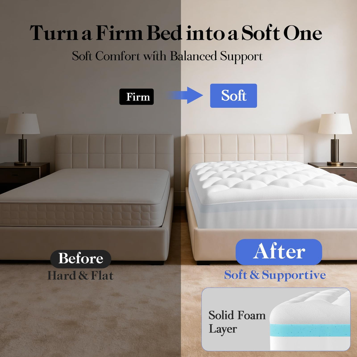 OhGeni pillow-top 2-inch layer adding breathable softness for night comfort