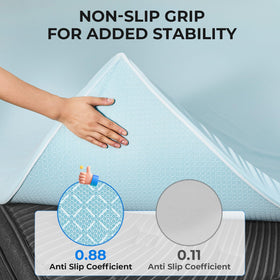 OhGeni topper anti-slip base keeps topper secured on the mattress