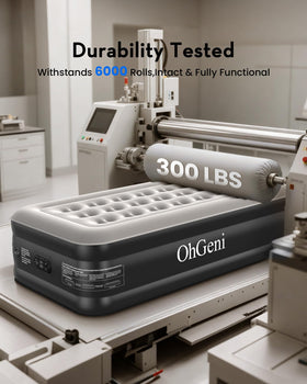 OhGeni built-in pump inflates in minutes for quick guest setup.