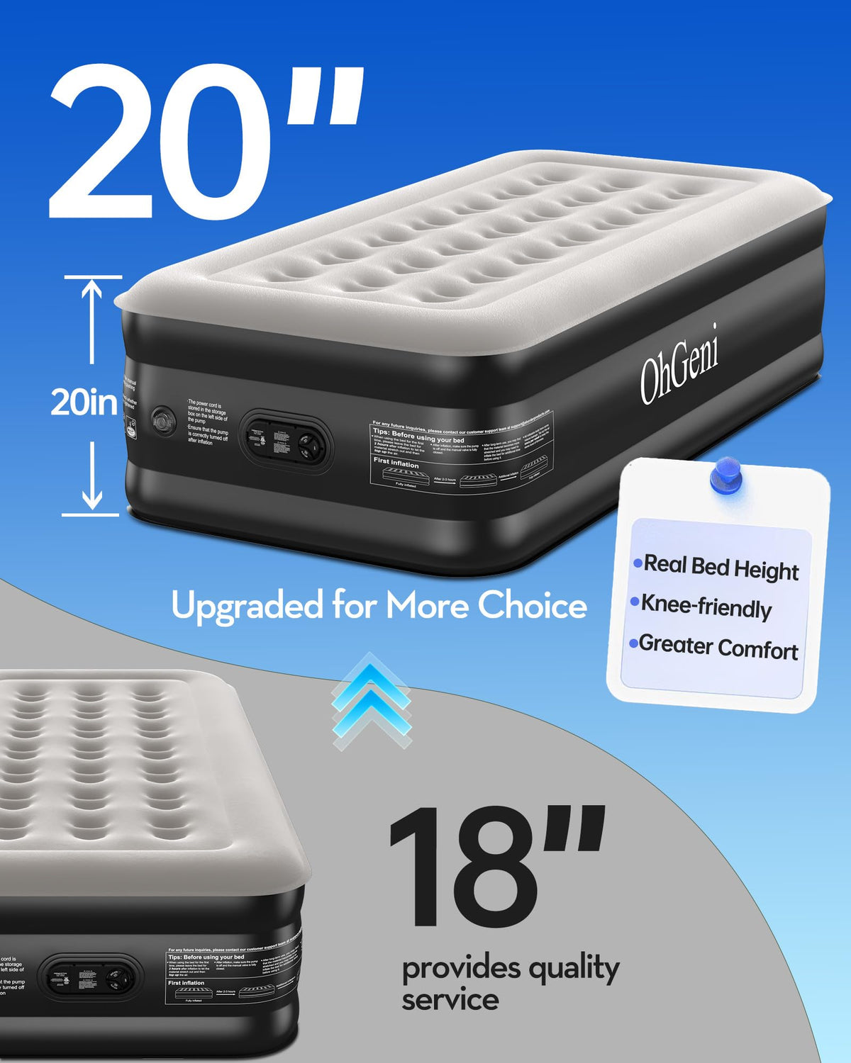 OhGeni 75x39x20 inches full-size guest bed keeps rooms flexible.