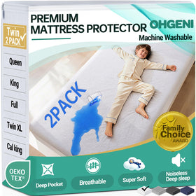 OhGeni waterproof twin mattress protector with deep-pocket fit for spills protection