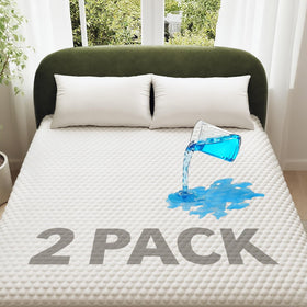 Ohgeni waterproof mattress protector Twin XL two-pack on bed, keeps mattress dry