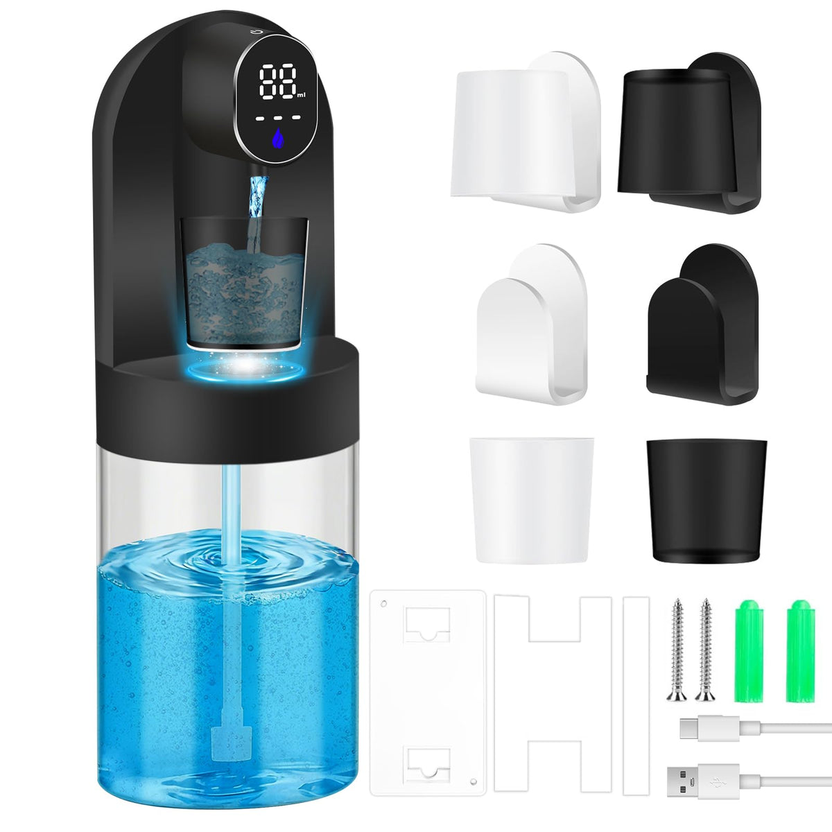 OHIFAST automatic mouthwash dispenser front view showing touchless use and sleek black design