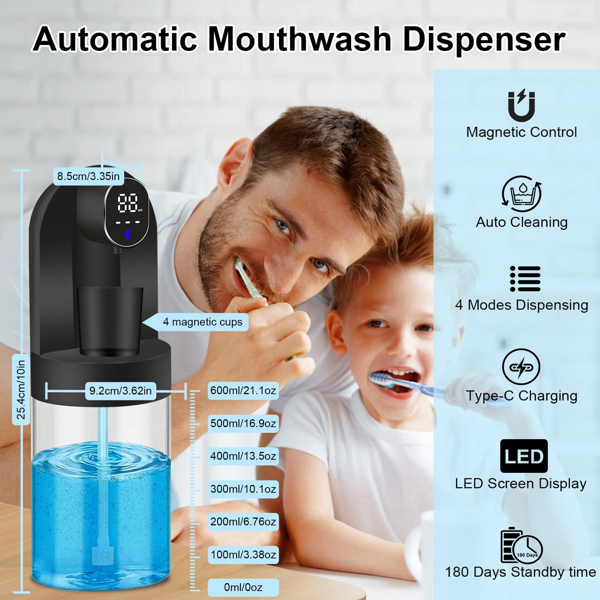 OHIFAST wall-mounted dispenser with four cups for family use