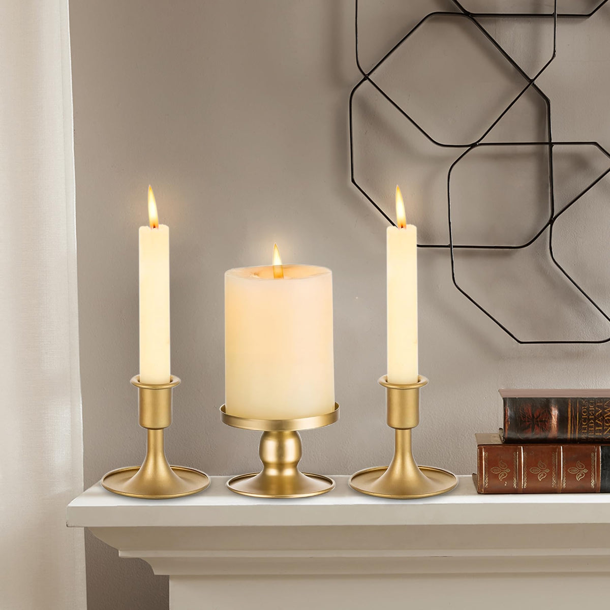 Ohmique Unity Candle Holder gold combined set on centerpiece display