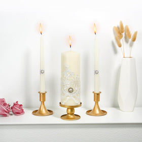 Ohmique Unity Candle Holder gold romantic-dining ambience on mantel