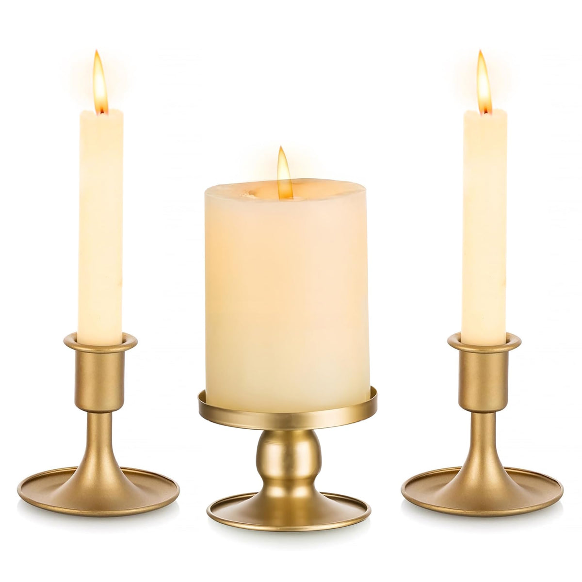 Ohmique Unity Candle Holder gold pillar with warm glow for weddings