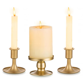 Ohmique Unity Candle Holder gold pillar with warm glow for weddings