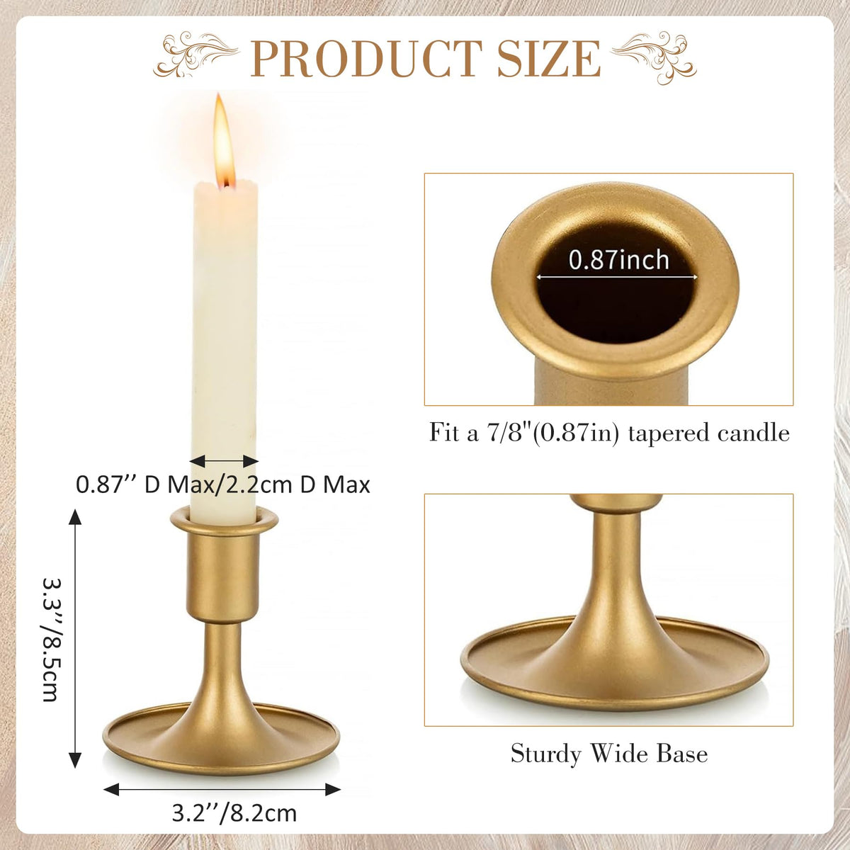 Ohmique Unity Candle Holder gold taper holder close-up for tabletop elegance
