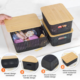 Ohmlove nested stackable storage bin close-up highlighting space-saving design