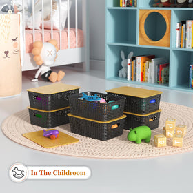 Ohmlove six-pack storage baskets neatly arranged on a shelf