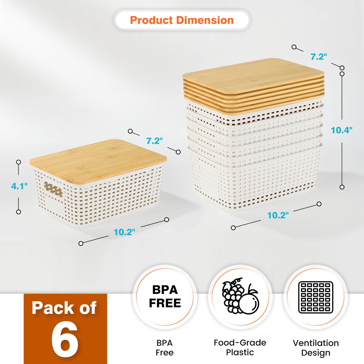 Ohmlove stackable storage basket with a handle saves closet space