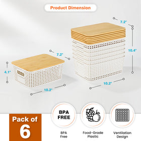 Ohmlove stackable storage basket with a handle saves closet space