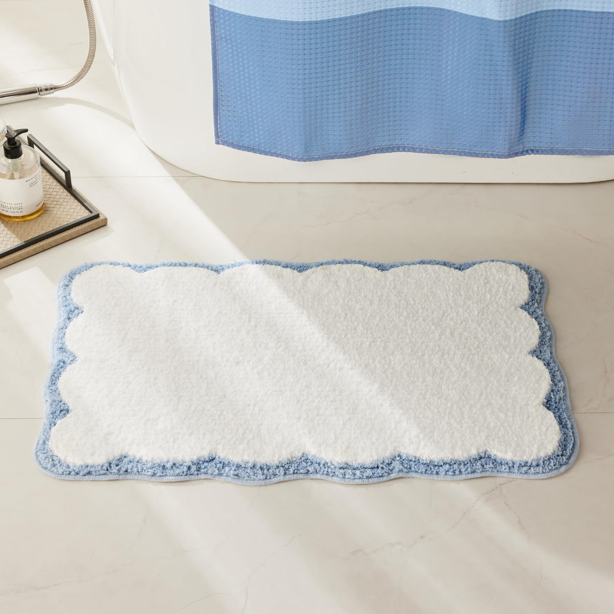 Ohocut absorbent bath mat soaking up moisture for dry floors.