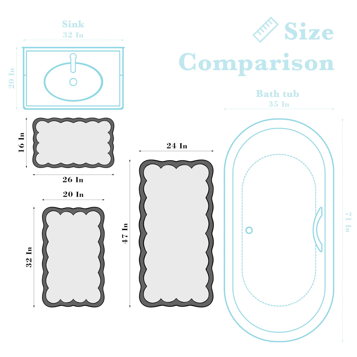 Ohocut modern preppy bath mat suitable for various interior styles.