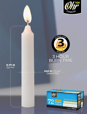 OHR CANDLES unscented white taper on holder for scent-free lighting