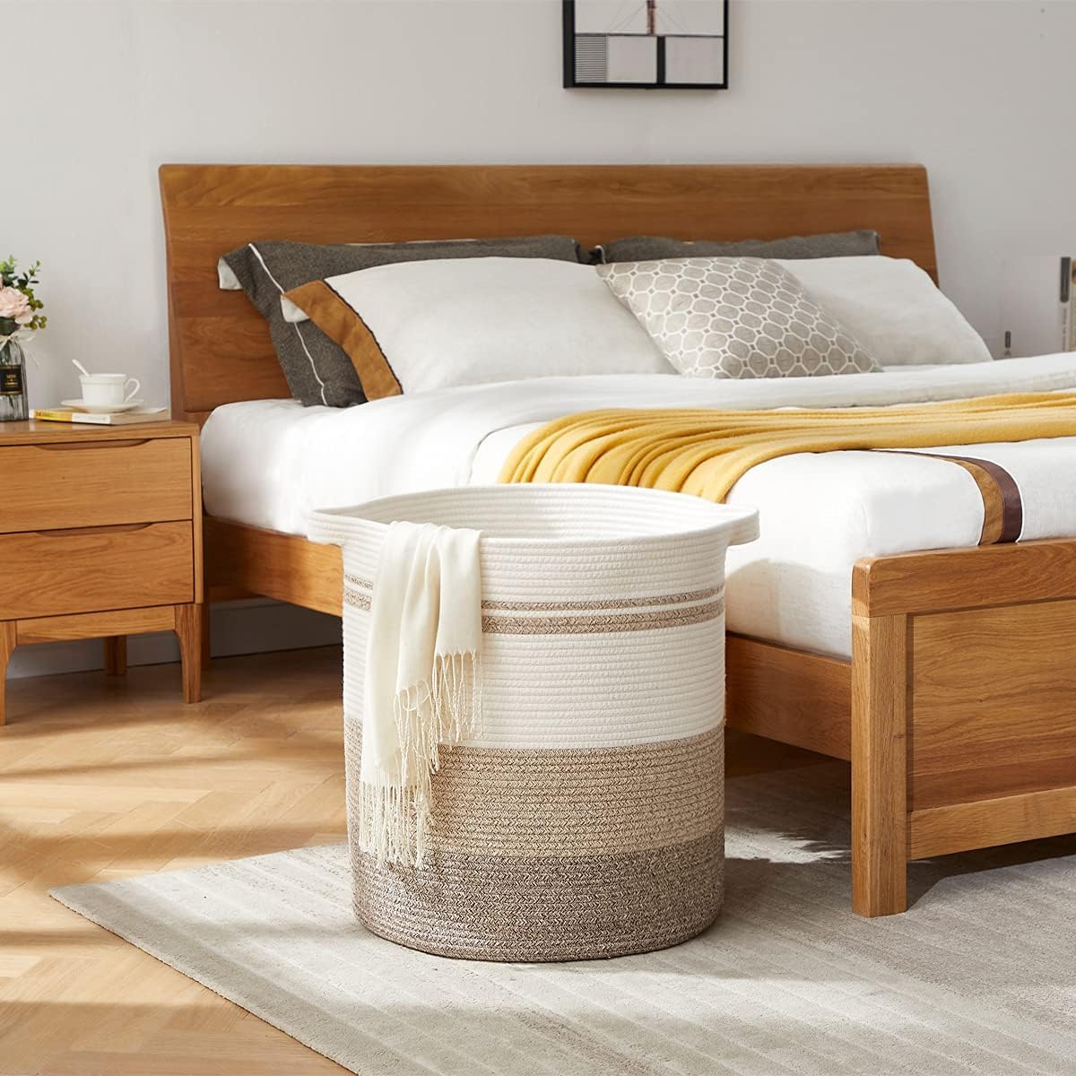 OIAHOMY 115L weave closeup highlights natural handmade texture for durable storage.