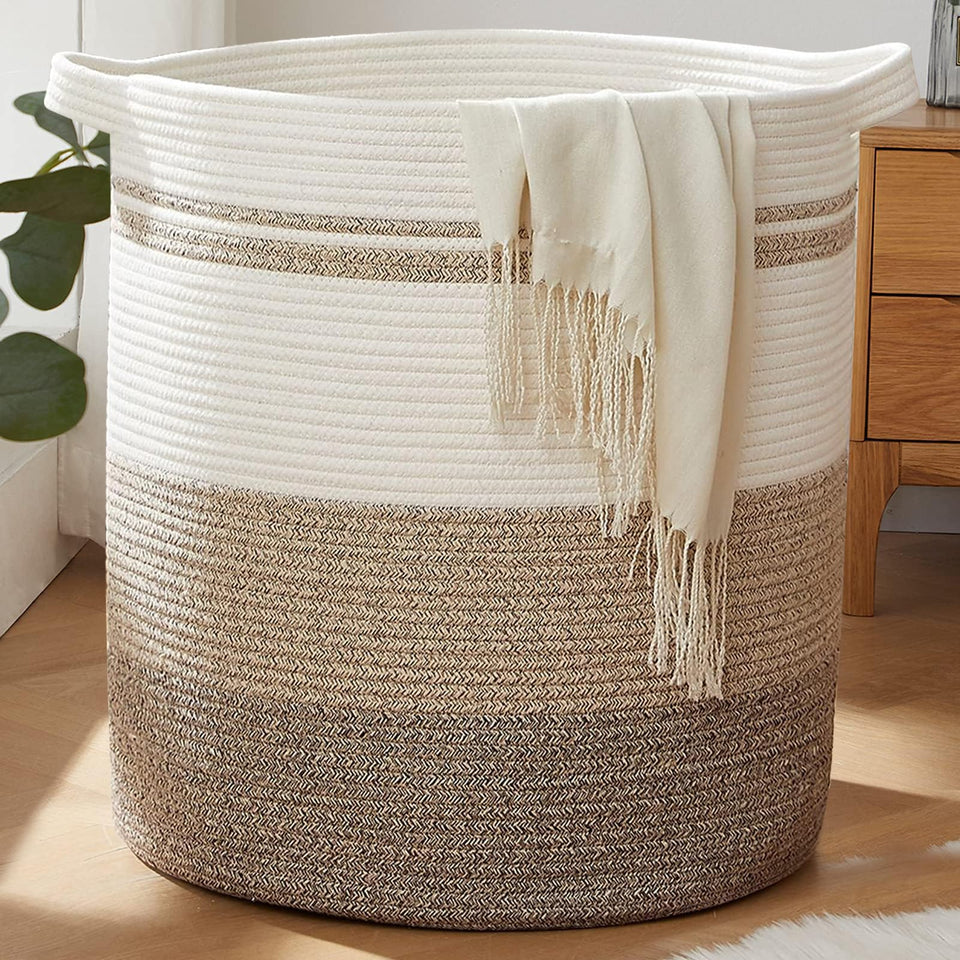 OIAHOMY 115L front view shows gradient yellow basket ideal for blankets and toys.
