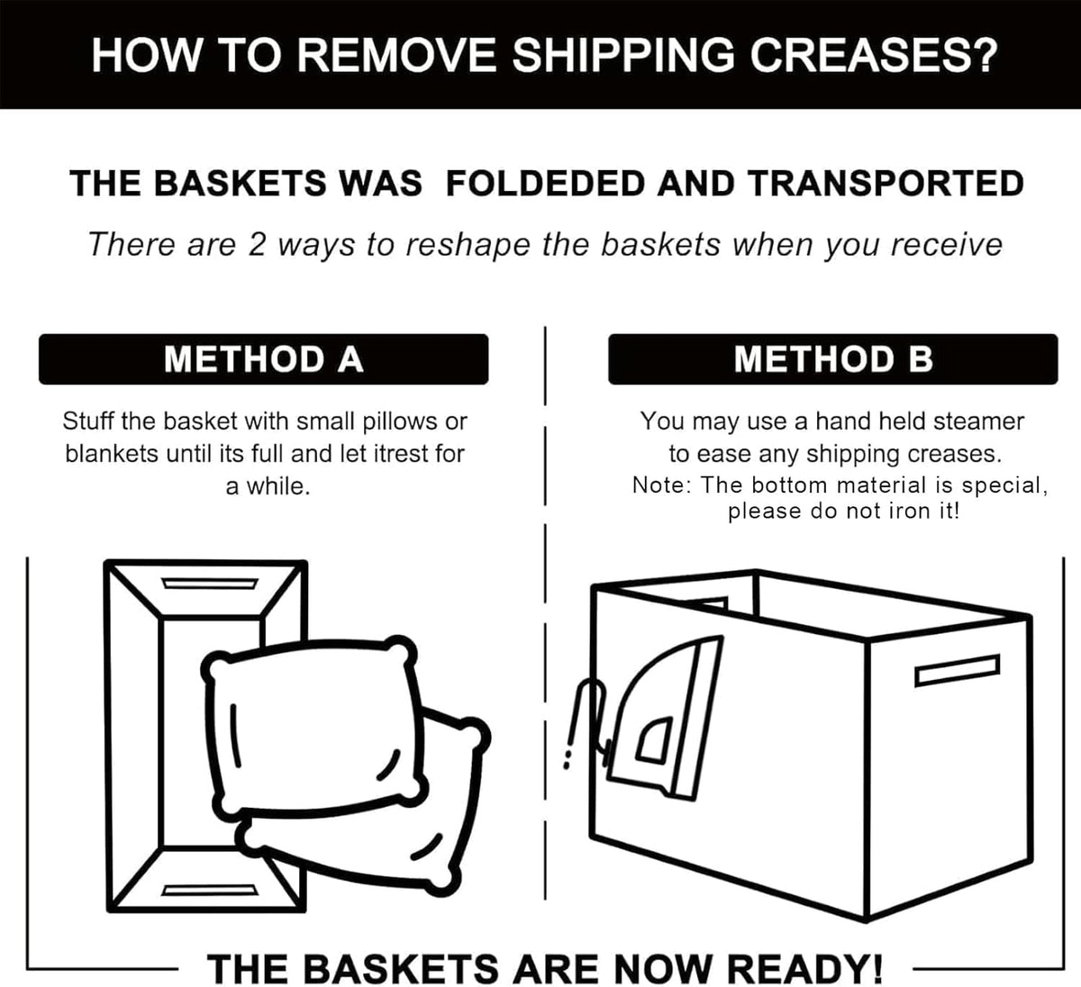 OIAHOMY 16x12x10 inch basket fits shelves and closets.