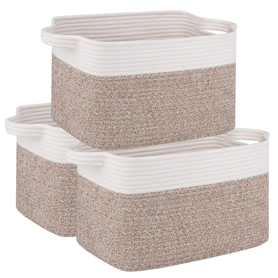 OIAHOMY 3-pack storage baskets keep living spaces organized with neutral style.