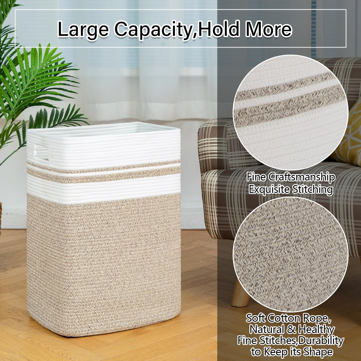 OIAHOMY 91L blanket storage basket organizing throws and plush toys.