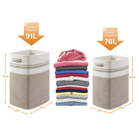 OIAHOMY 91L laundry hamper showing double reinforced handles for easy carrying.
