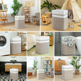 OIAHOMY 91L yellow laundry hamper adds cheerful color to any room.