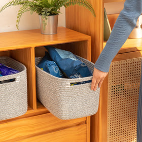 OIAHOMY baby room baskets on nursery shelf for toy and cloth organization