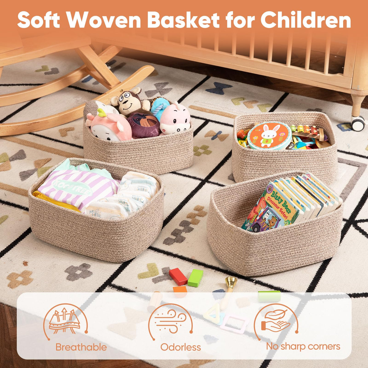 OIAHOMY storage basket in living room for tidy clutter reduction