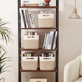 OIAHOMY brown and white decorative baskets add color to any room.