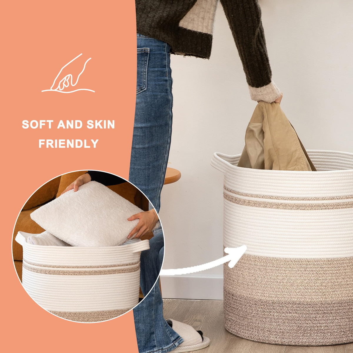 OIAHOMY collapsible soft hamper folds flat for compact storage.