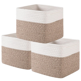 OIAHOMY cotton rope storage cubes in front view for organized shelf storage.