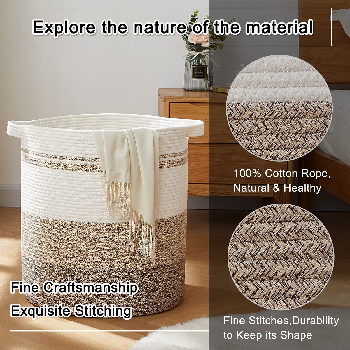 OIAHOMY decorative laundry bin in living room blending style with storage.