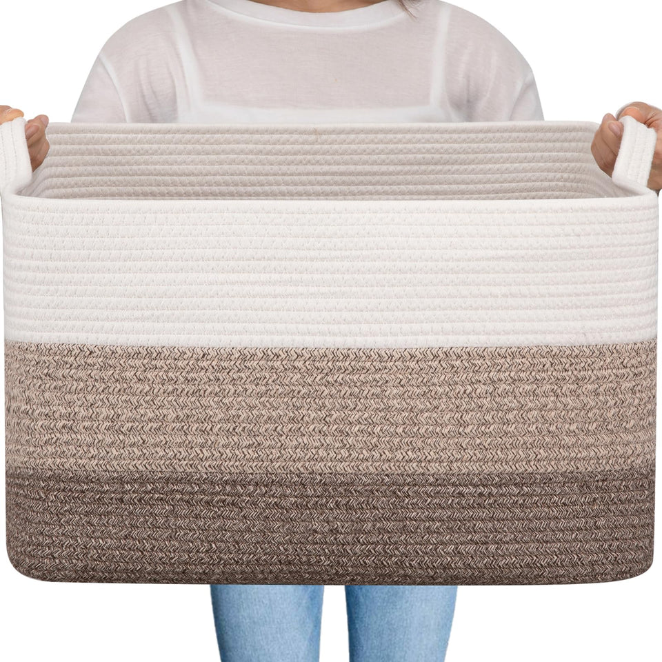 OIAHOMY large blanket basket with 65L capacity for living room storage
