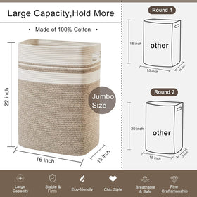 OIAHOMY oversized 16x13x22 inch basket keeps bulky items tidy.