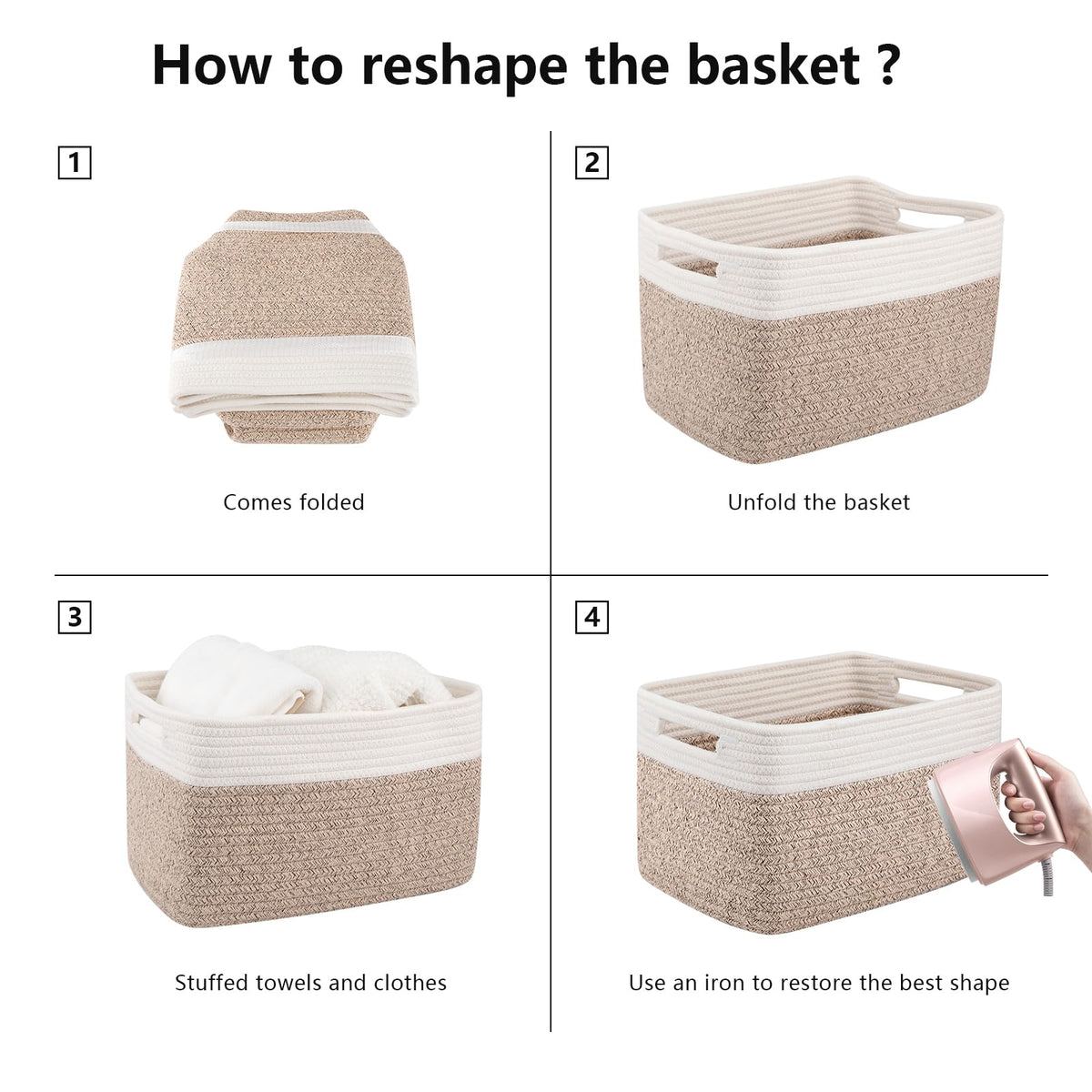 OIAHOMY versatile baskets for towels, magazines, and small items.