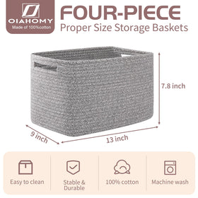 OIAHOMY rectangle storage baskets grey on shelf for clutter-free living room